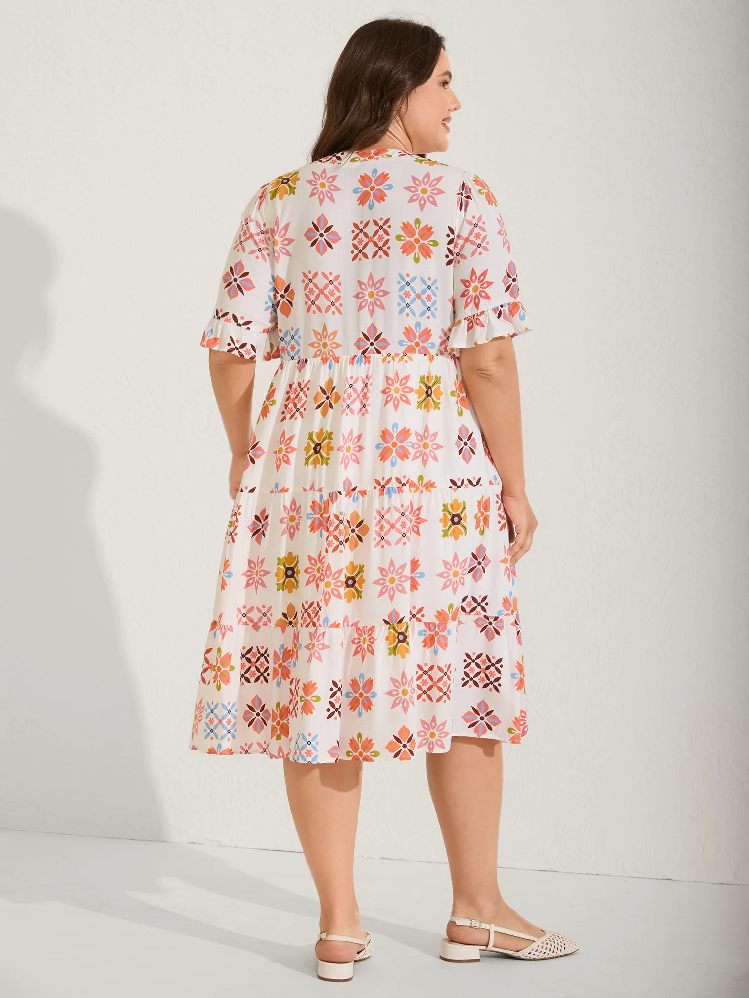 Handmade Block Print Tiered Midi Dress sold by Bloomchic product image thumbnail 4