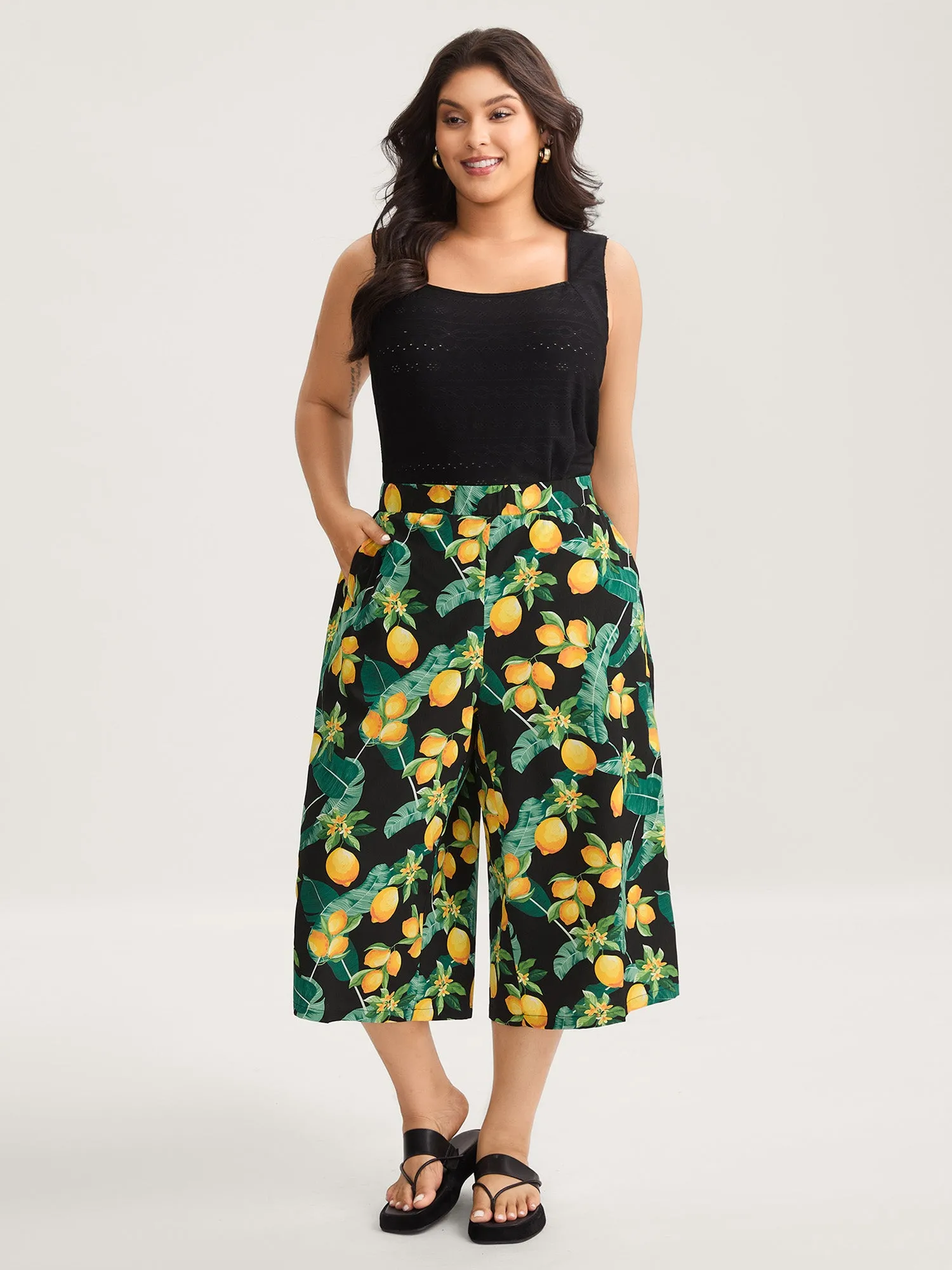 Citrus Print Wide-Leg Pants sold by Bloomchic product image thumbnail 2