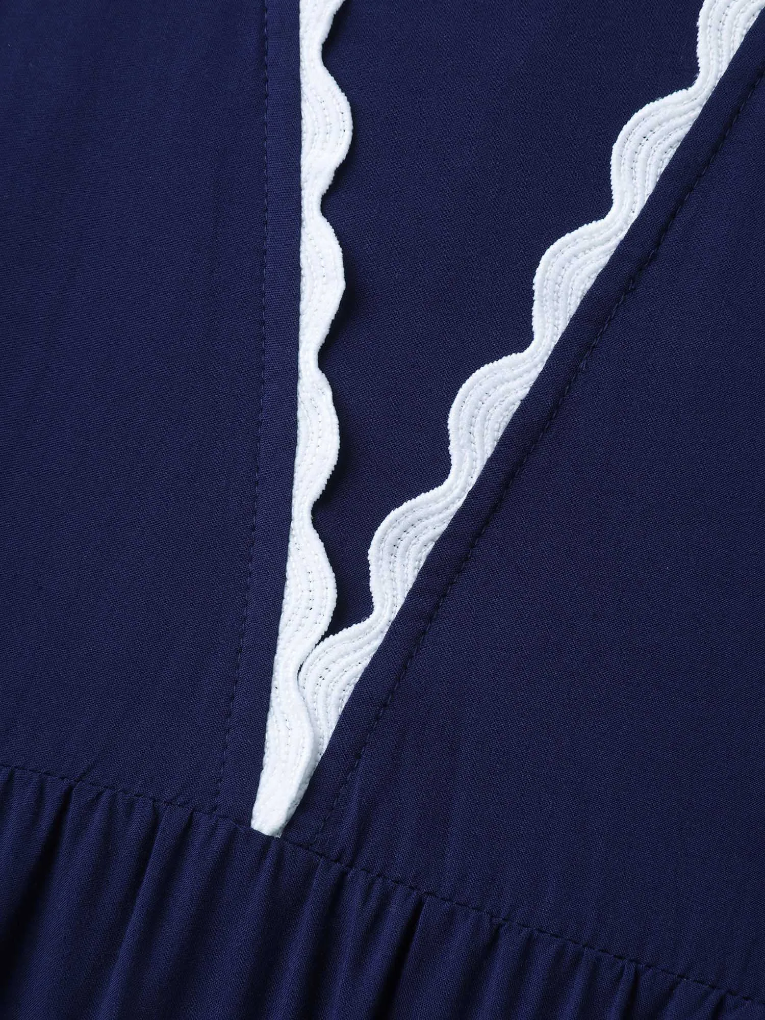 Rayon Collar Ribbon Contrast Pockets Midi Dress sold by Bloomchic product image thumbnail 5