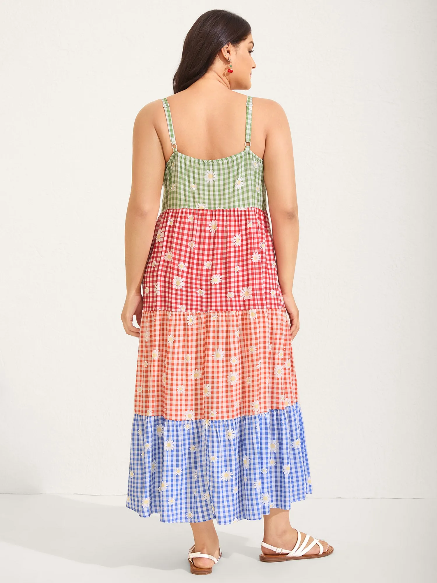 Multicolor Daisy Print Tiered Cami Dress sold by Bloomchic product image thumbnail 4