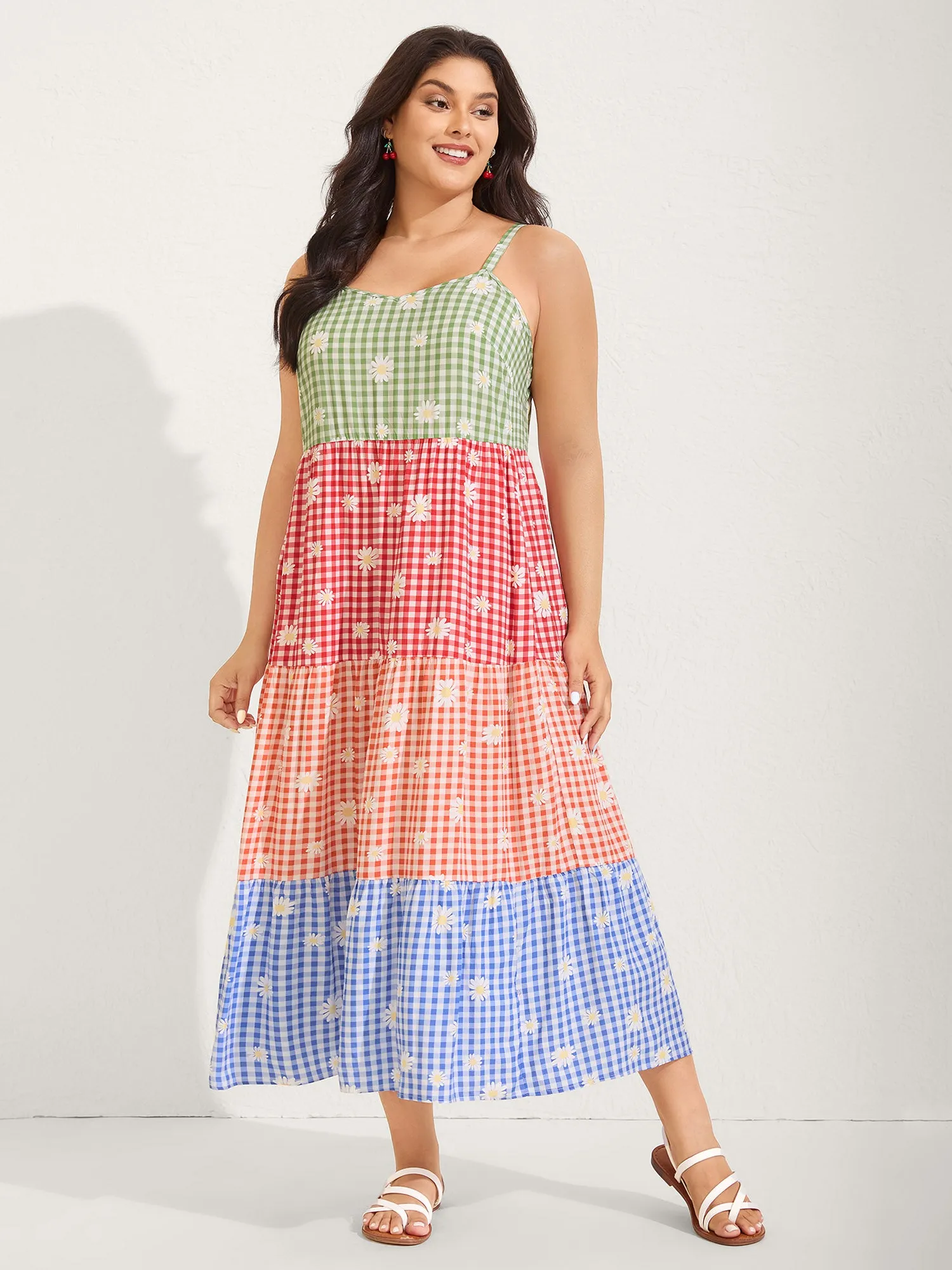 Multicolor Daisy Print Tiered Cami Dress sold by Bloomchic product image thumbnail 3