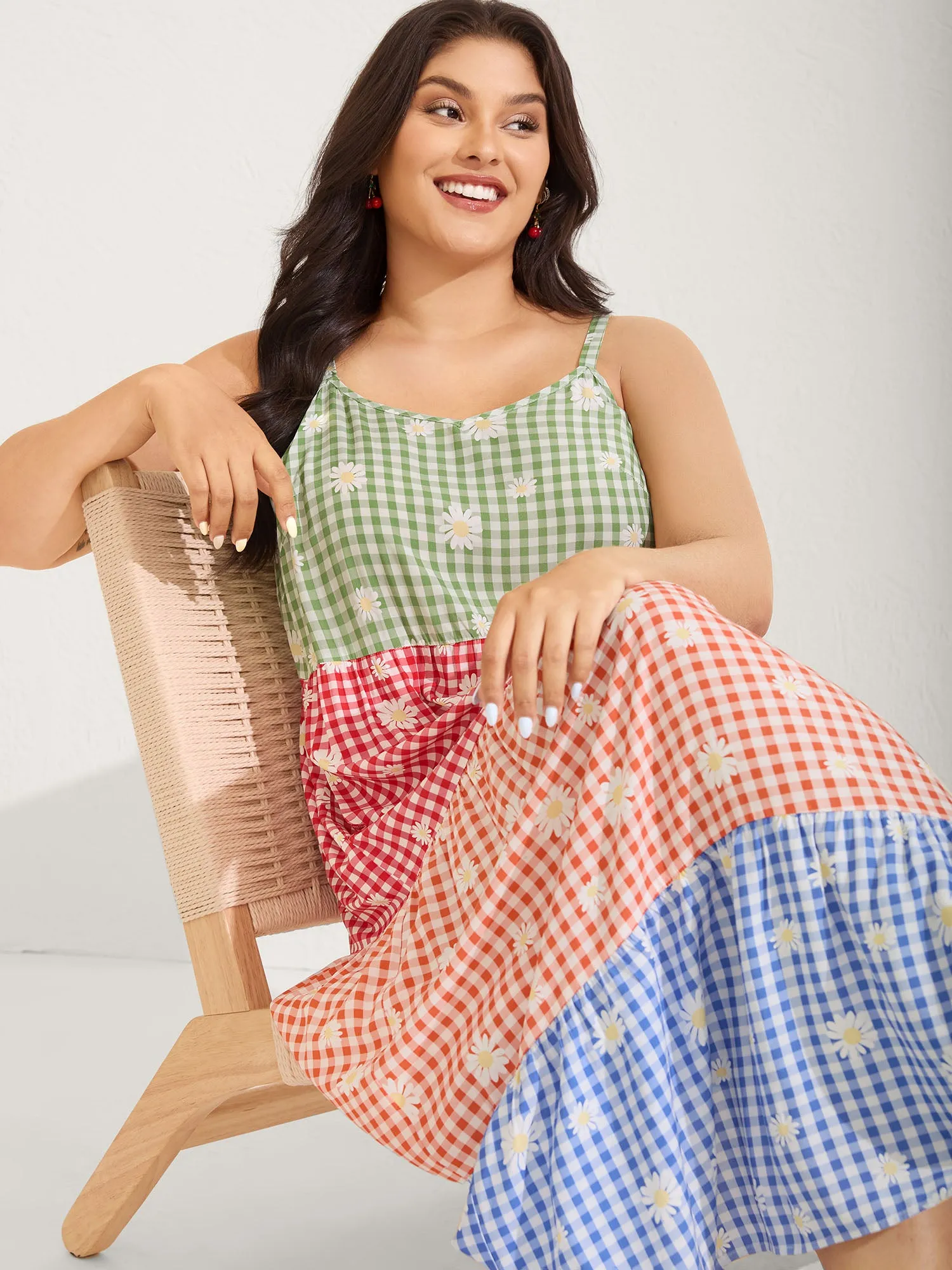 Multicolor Daisy Print Tiered Cami Dress sold by Bloomchic