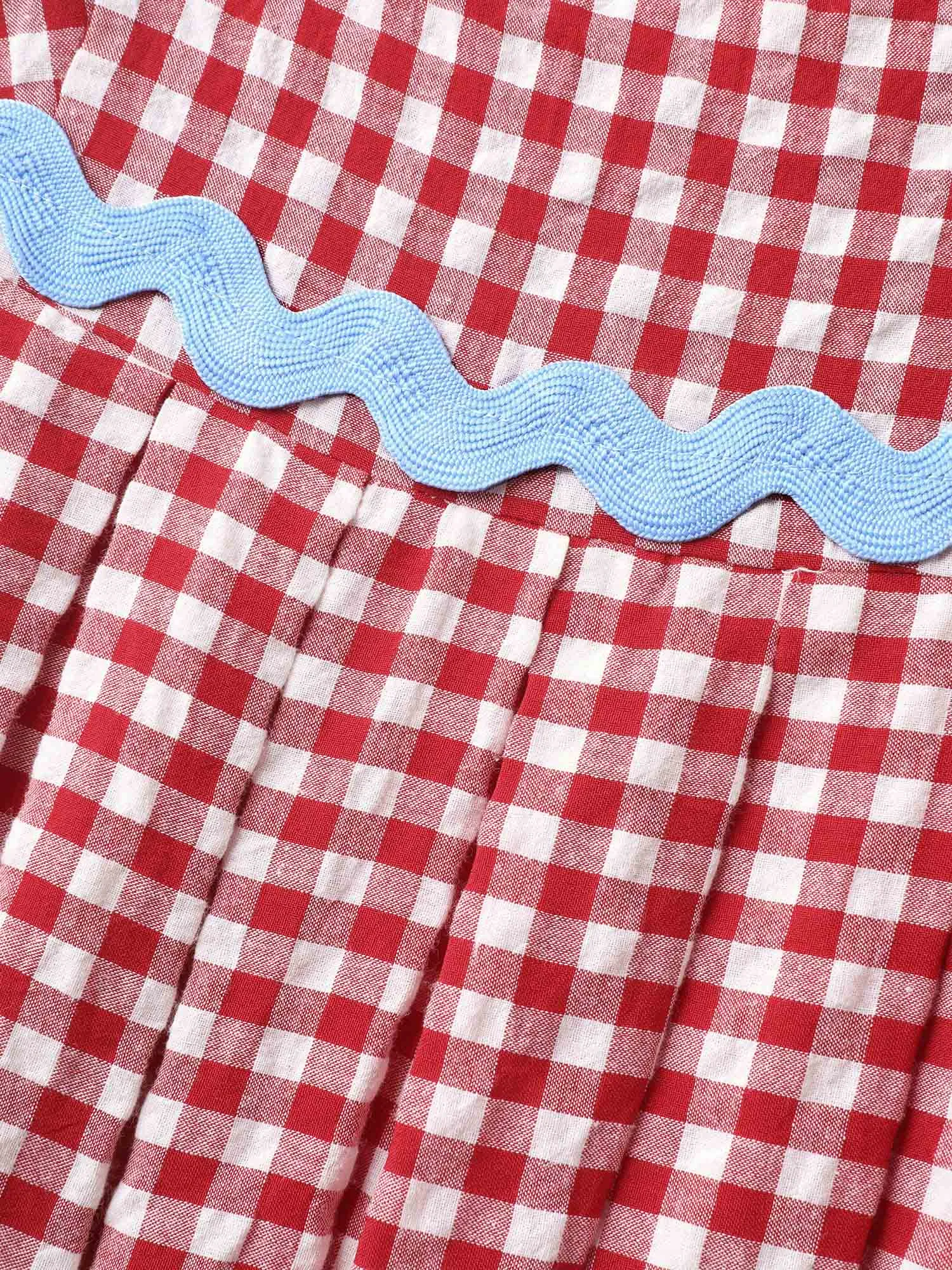 Cotton Sweet Gingham Print Stretchy Waist Midi Dress sold by Bloomchic product image thumbnail 5