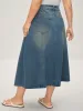Vintage Wash A-Line Denim Maxi Skirt sold by Bloomchic