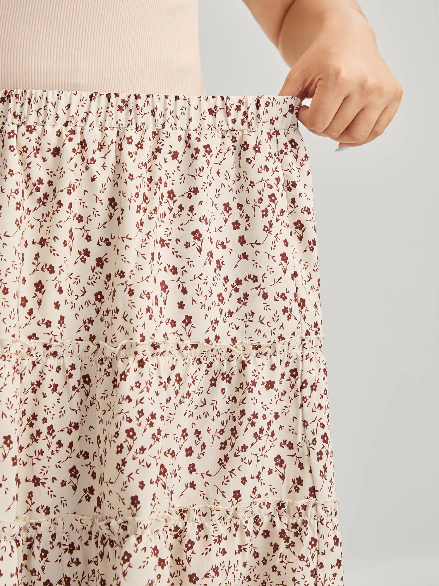 Ditsy Floral Print Ruffled Midi Skirt sold by Bloomchic product image thumbnail 3