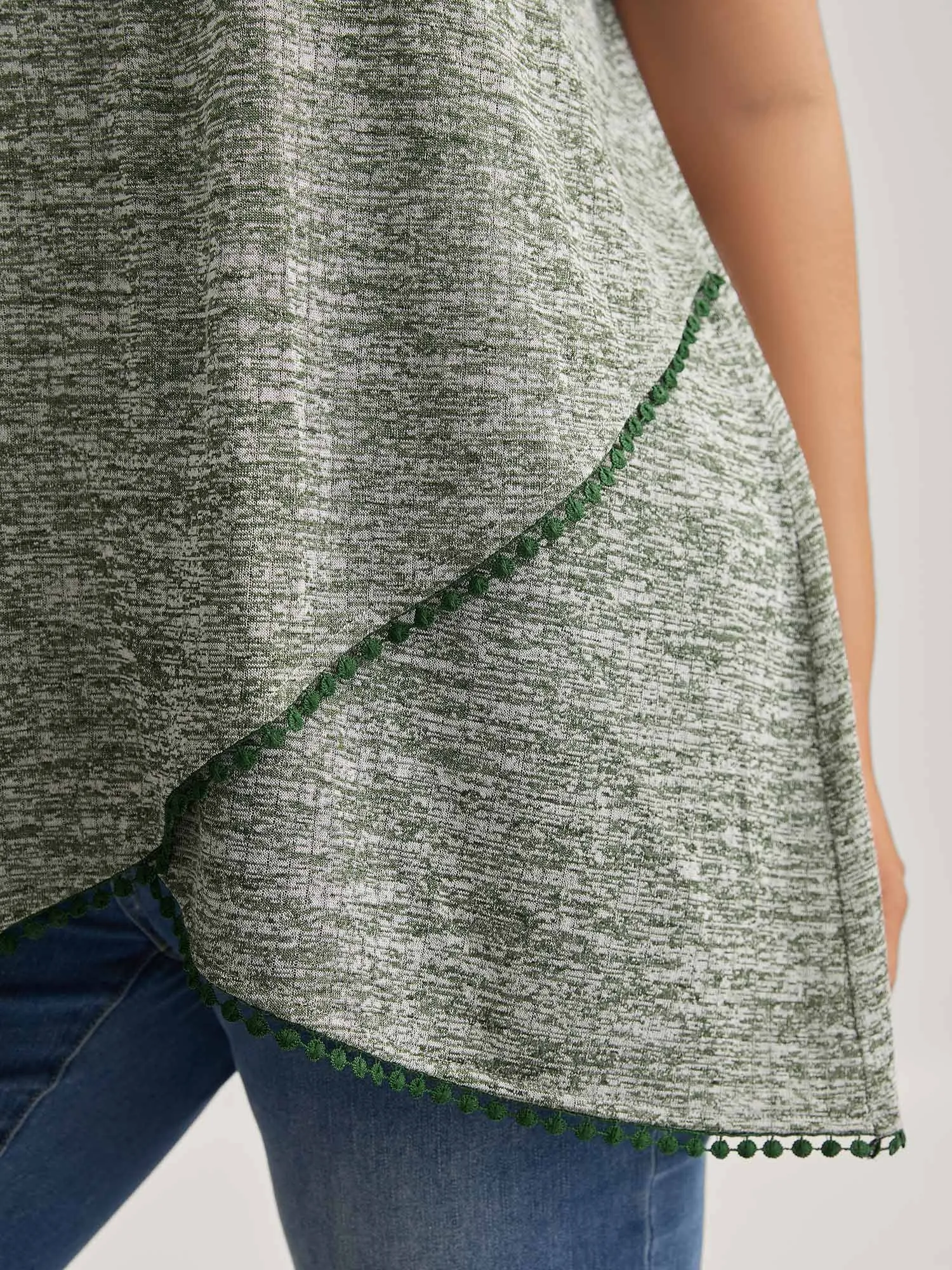 Heather Lace Overlap Hem Solid T-Shirt sold by Bloomchic product image thumbnail 2