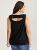 Jacquard Eyelet Trim Backless Tank Top sold by Bloomchic