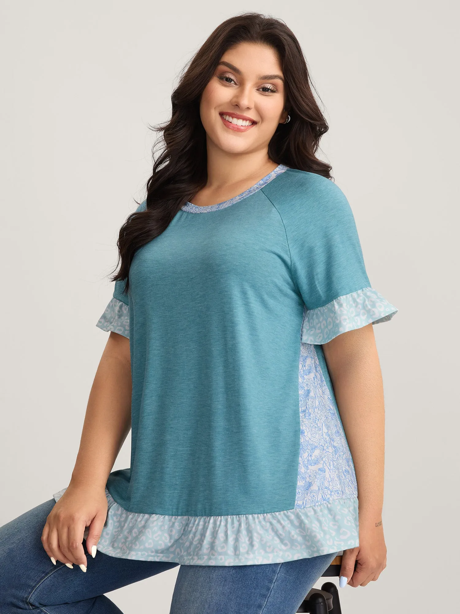 Leopard Print Color Contrast T-Shirt sold by Bloomchic