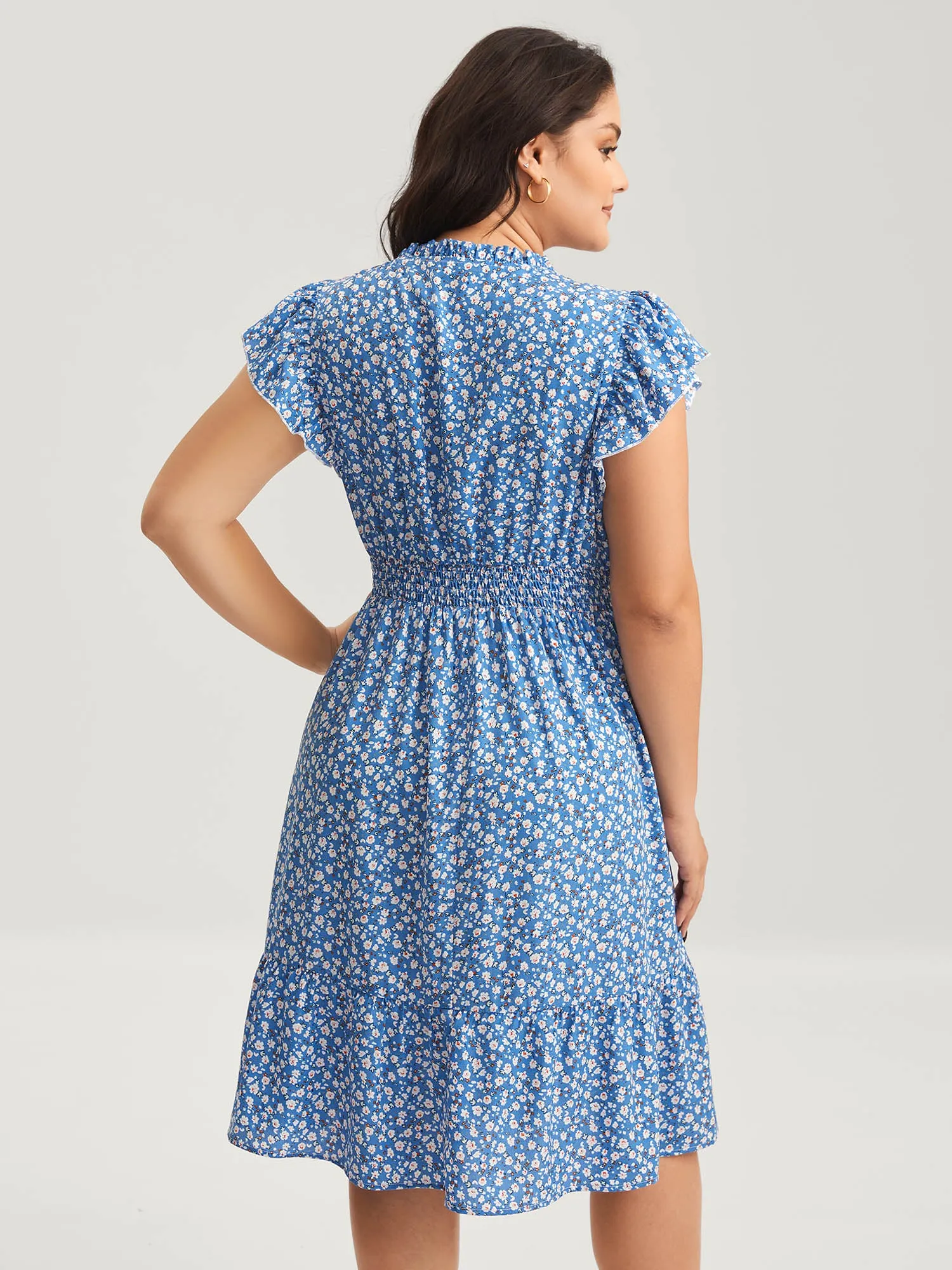 Ditsy Floral Print Stretchy Waist Midi Dress sold by Bloomchic product image thumbnail 5