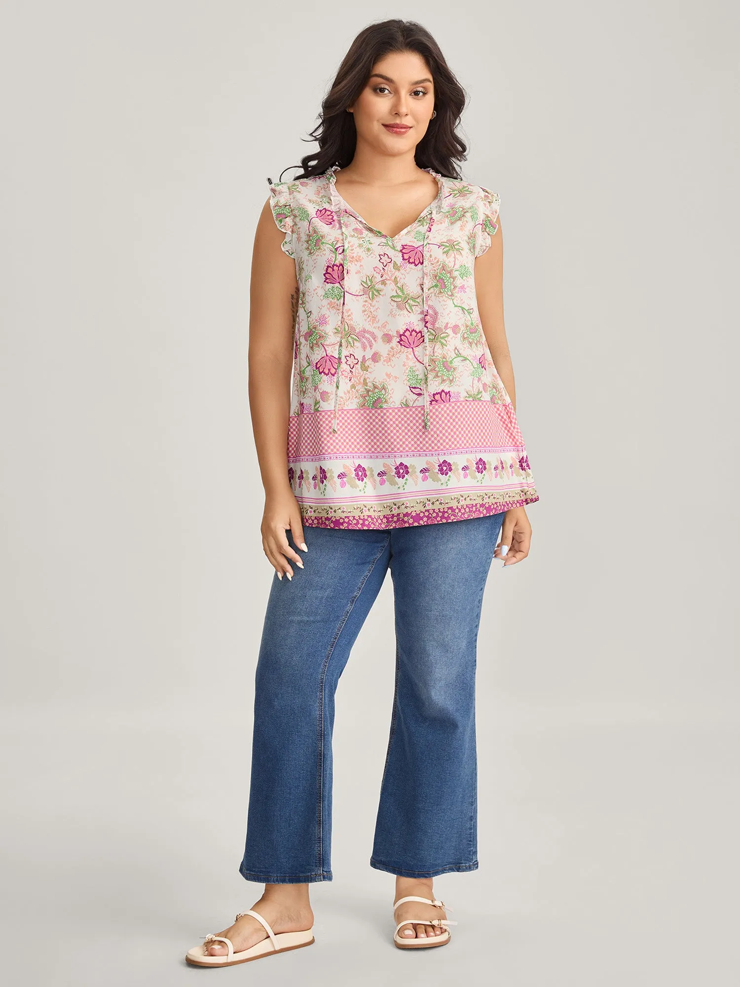 Dreamy Floral Neck Tie Tank Top sold by Bloomchic product image thumbnail 3