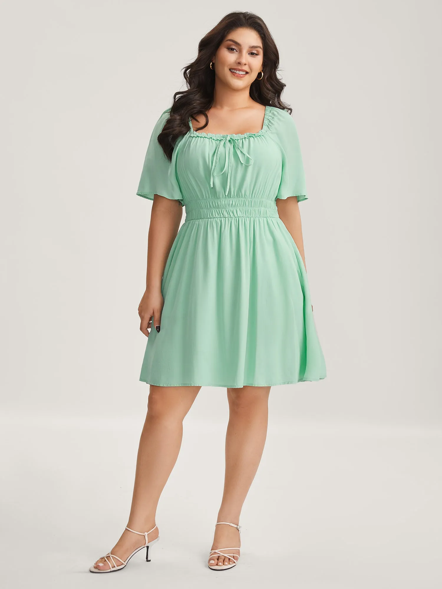 Rayon Stretchy Waist Pockets Knee Dress sold by Bloomchic product image thumbnail 3