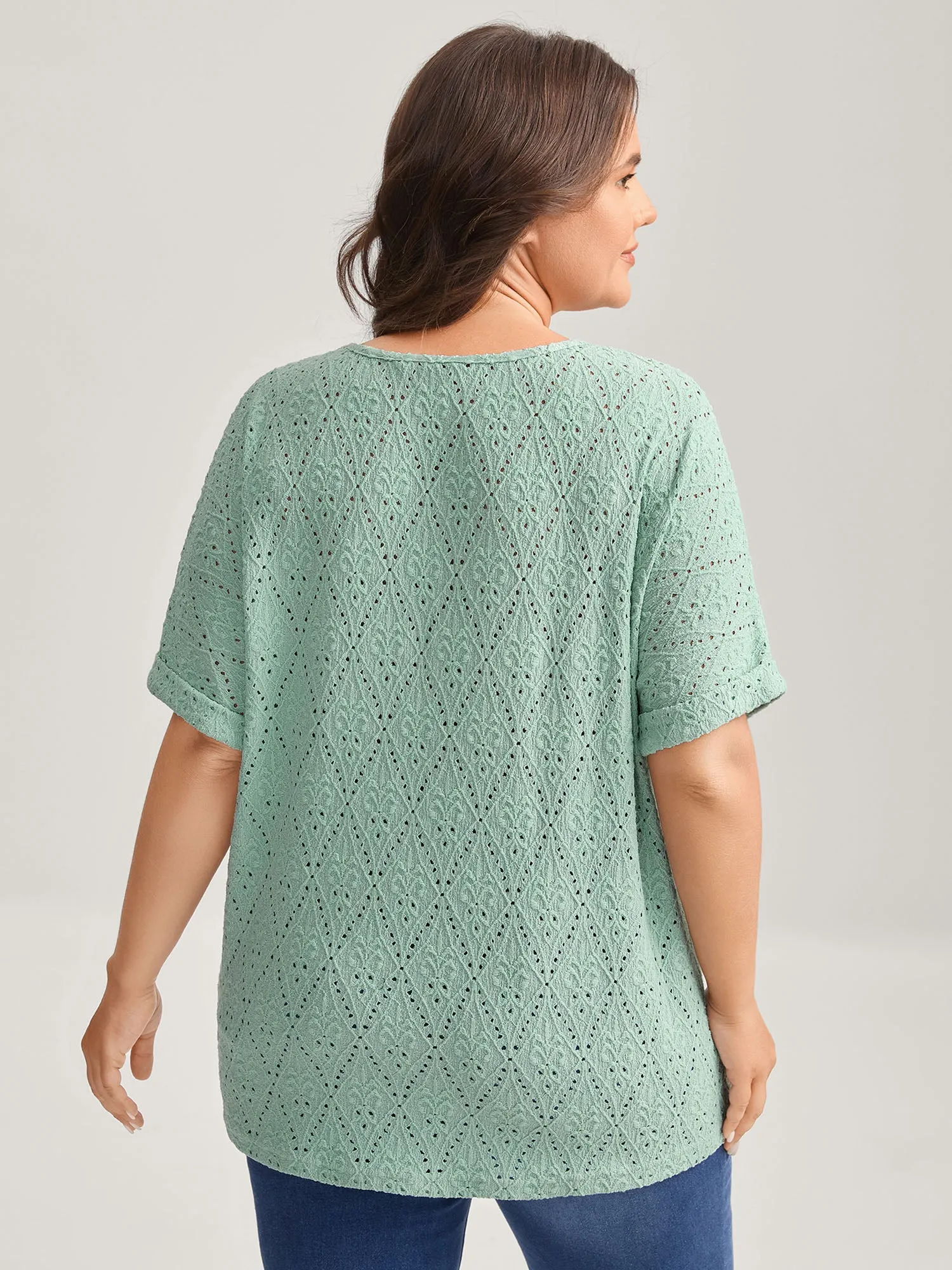 Textured Round Neck Solid Knit Top sold by Bloomchic product image thumbnail 4