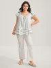 Classic Stripes Square Neck Tassels Blouse sold by Bloomchic