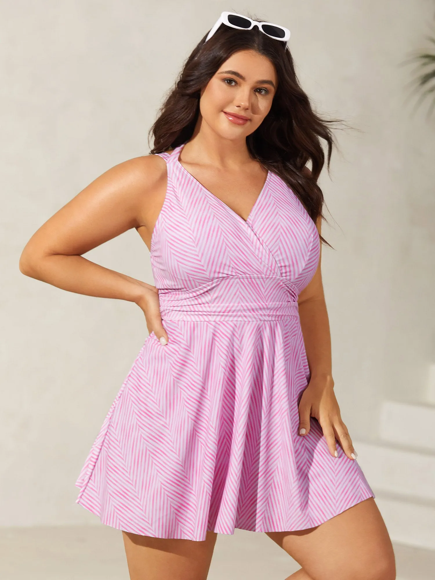 Anti-Float Ties Stripes Swim Dress sold by Bloomchic