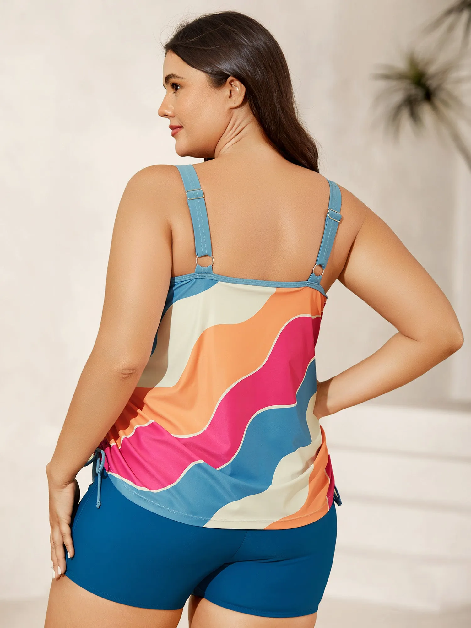 Wavy Color Block Side Drawstring Swim Top sold by Bloomchic product image thumbnail 2