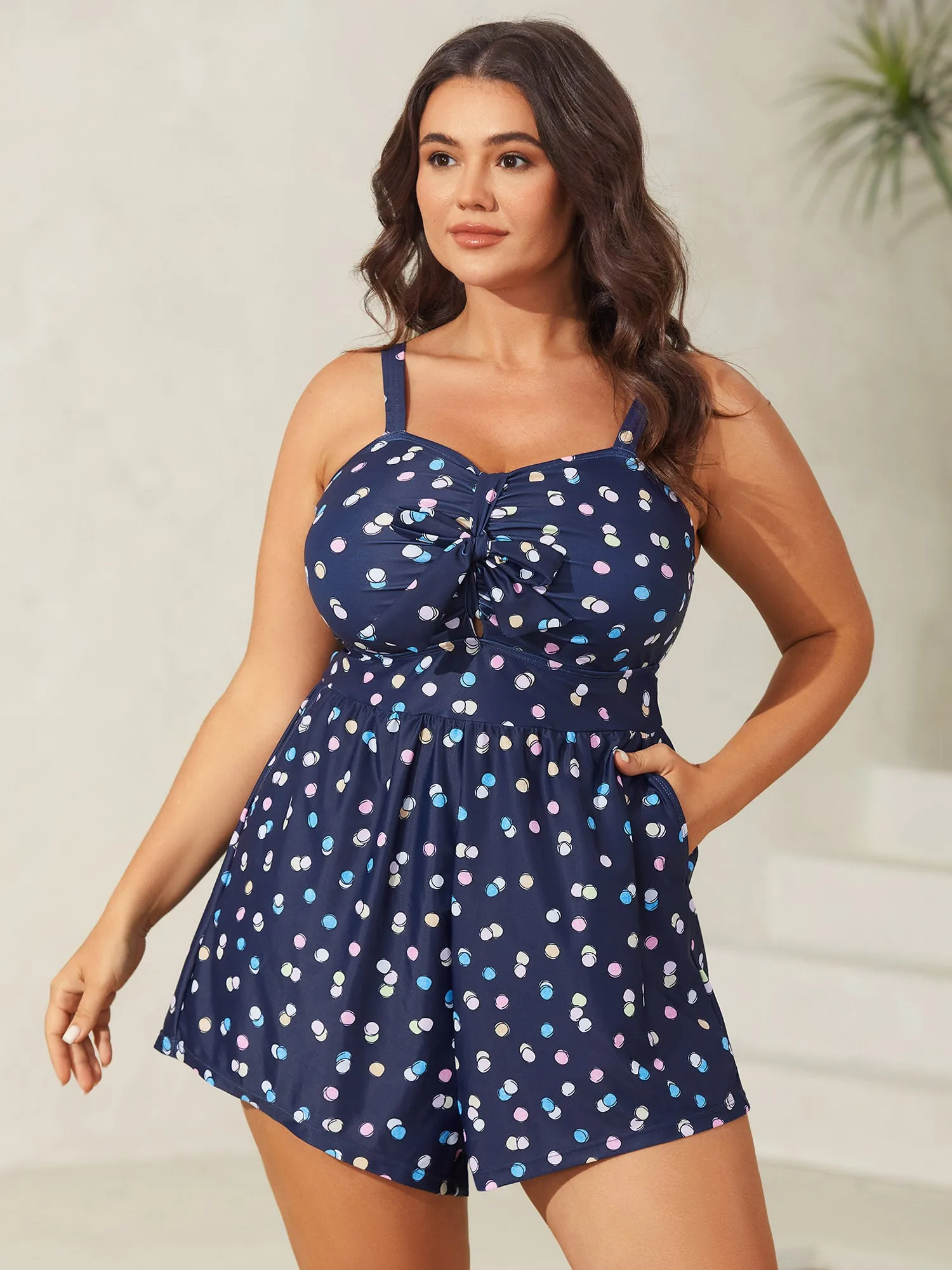 Polka Dots Pockets One-Piece Swimsuit sold by Bloomchic