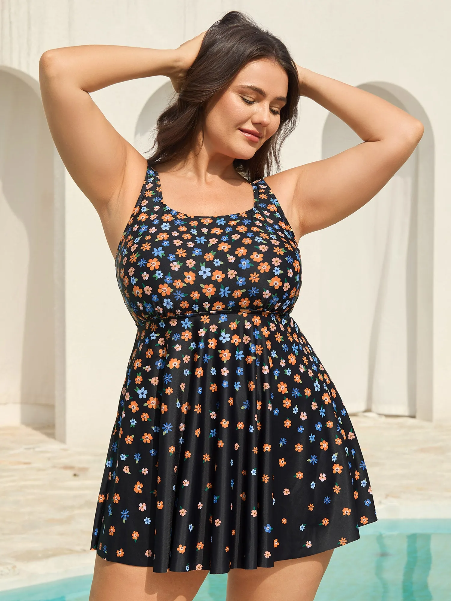 Colorful Floral Print Adjustable Swim Dress sold by Bloomchic