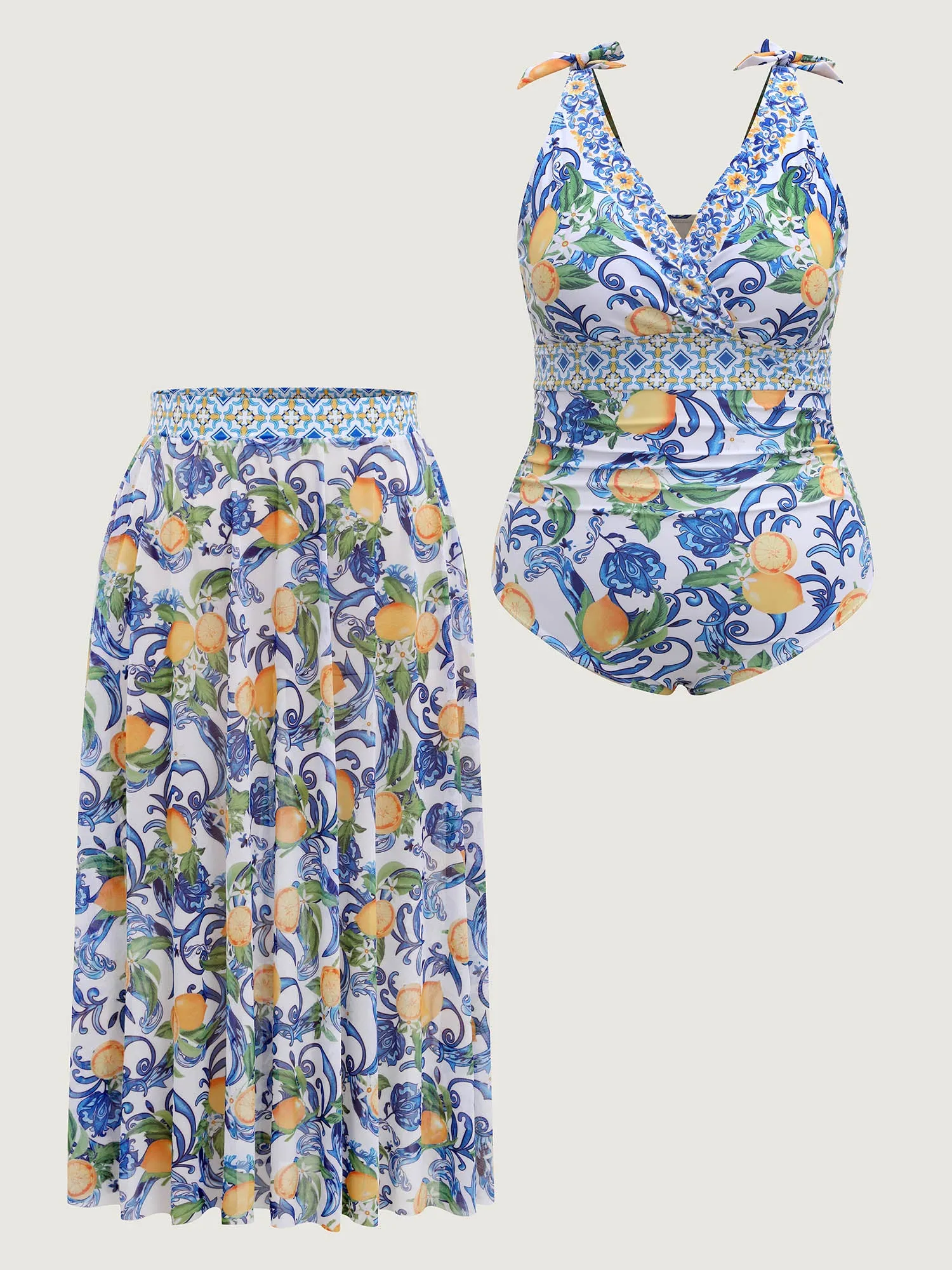 Two-Piece Citrus Print Sarong Swimsuit sold by Bloomchic product image thumbnail 5