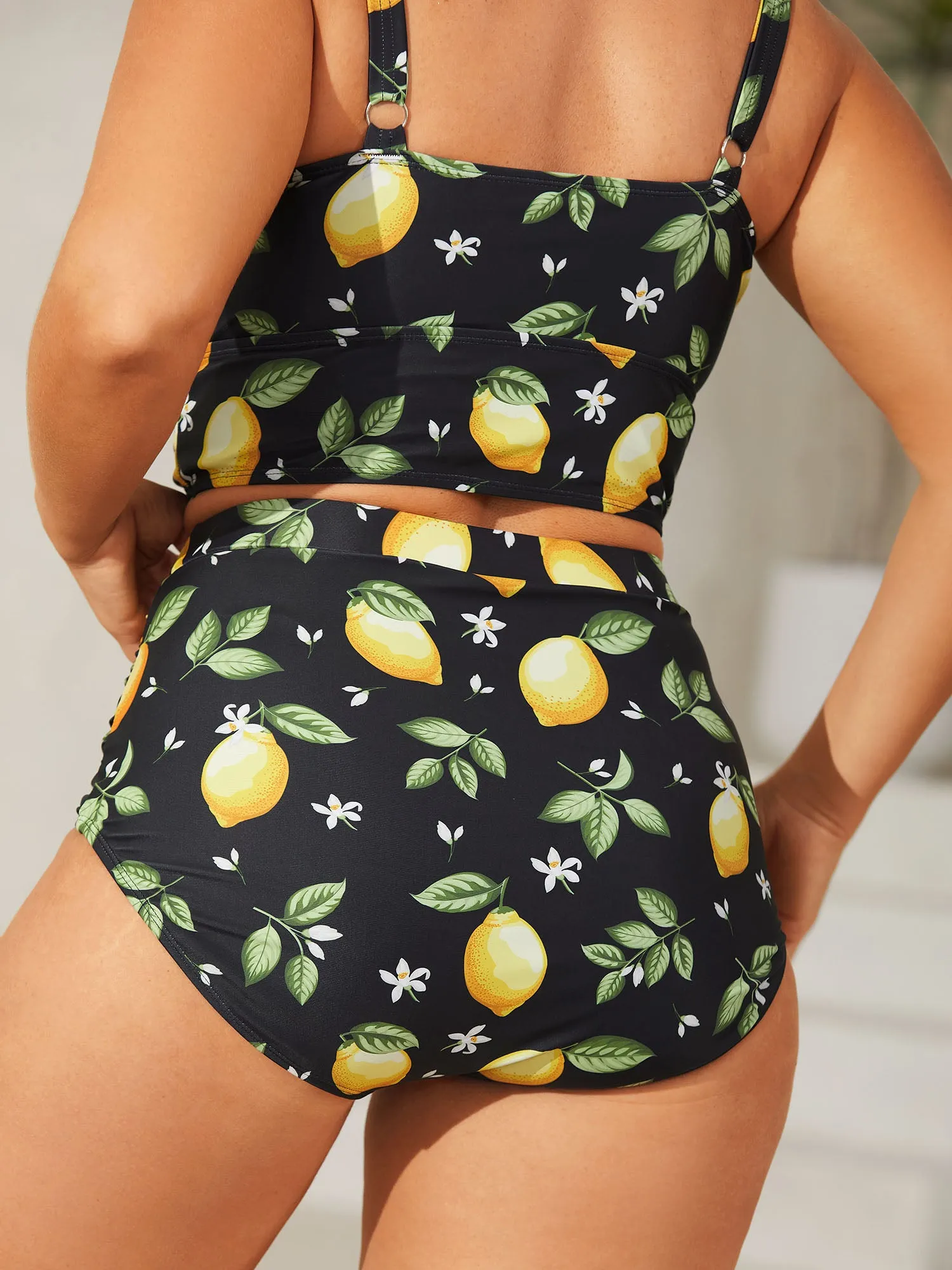 Lemon Print Pleated Tight-Fit Swim Bottoms sold by Bloomchic product image thumbnail 4