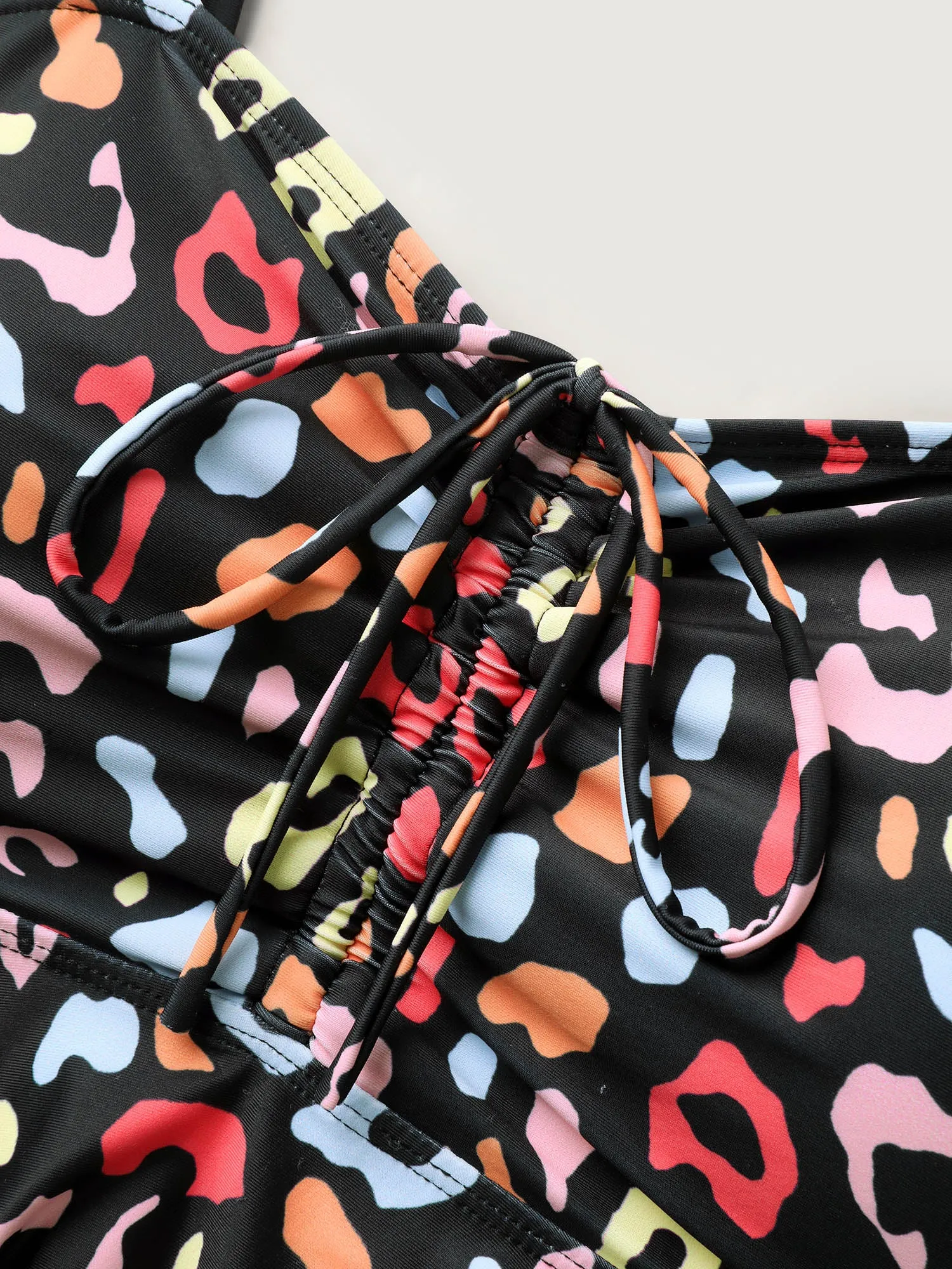 Multicolor Leopard Print Drawstring Swim Top sold by Bloomchic product image thumbnail 5