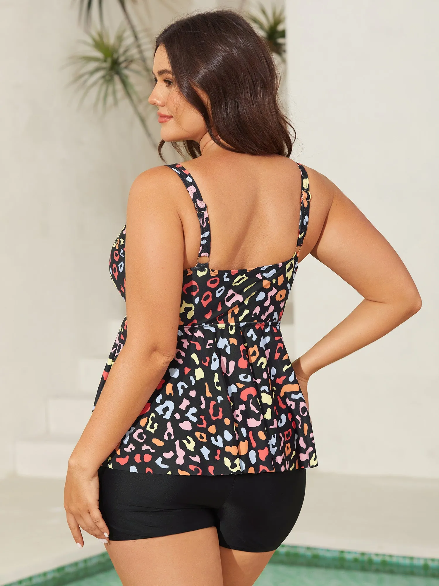 Multicolor Leopard Print Drawstring Swim Top sold by Bloomchic product image thumbnail 3