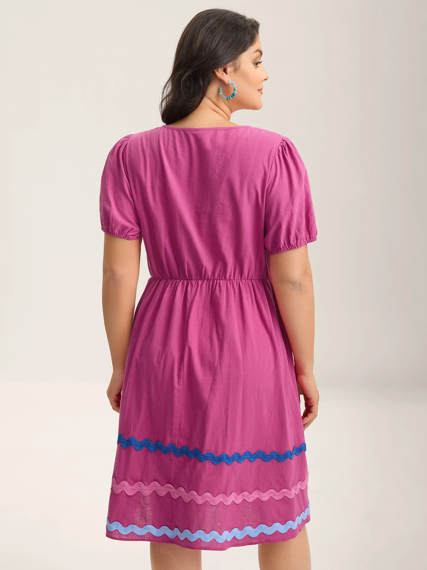 Pure Cotton Stretchy Waist Ribbon Midi Dress sold by Bloomchic product image thumbnail 4