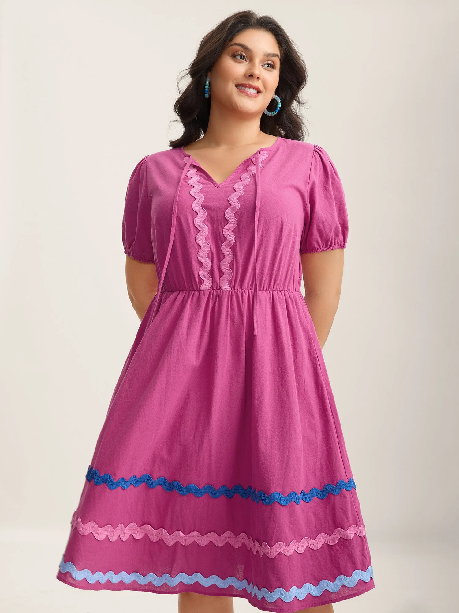 Pure Cotton Stretchy Waist Ribbon Midi Dress sold by Bloomchic