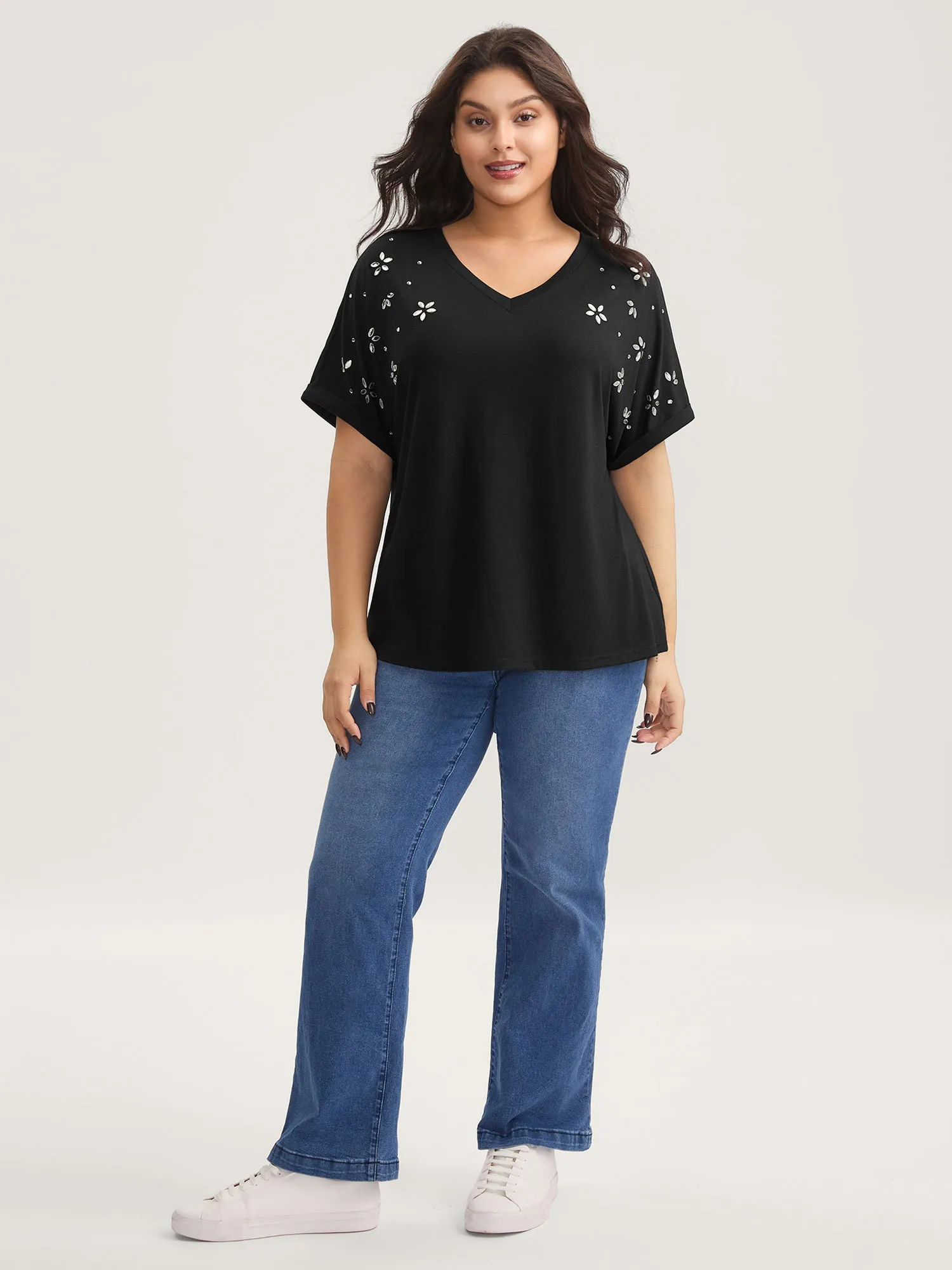 Supersoft Stretchy Zirconia Design T-Shirt sold by Bloomchic product image thumbnail 4