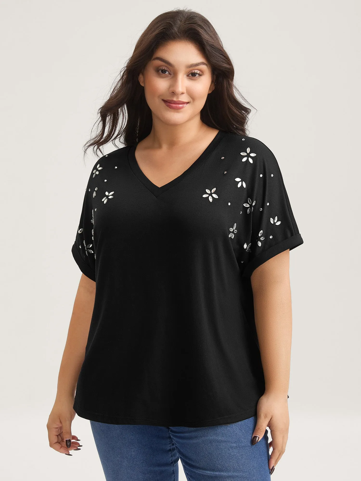 Supersoft Stretchy Zirconia Design T-Shirt sold by Bloomchic product image thumbnail 2