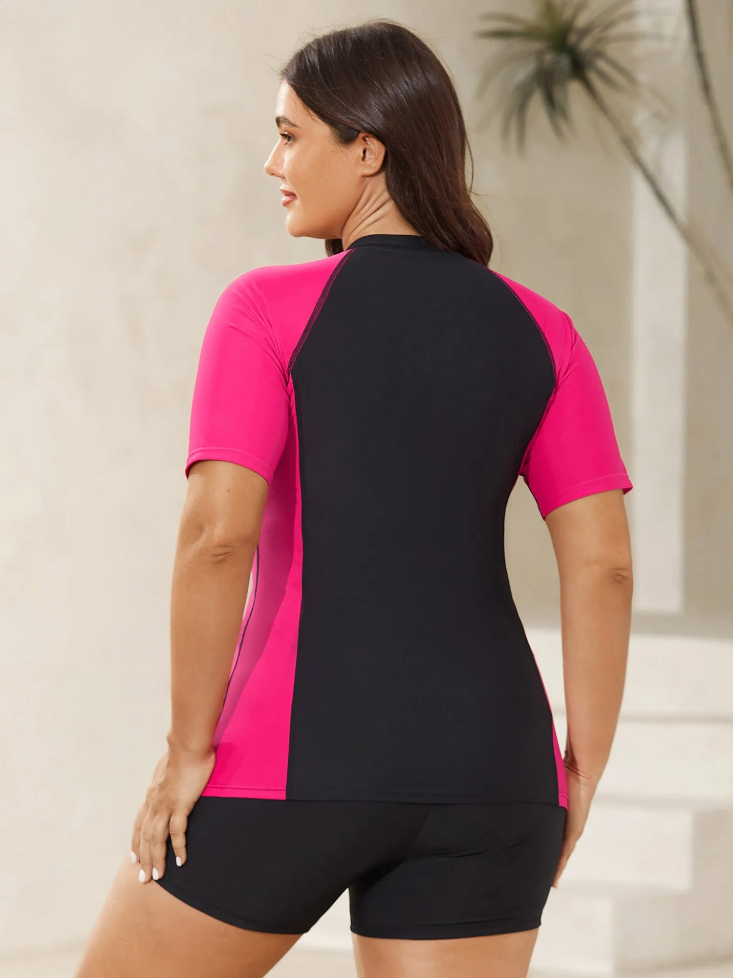 Color Block Zip Sculpted Swim Top sold by Bloomchic product image thumbnail 2