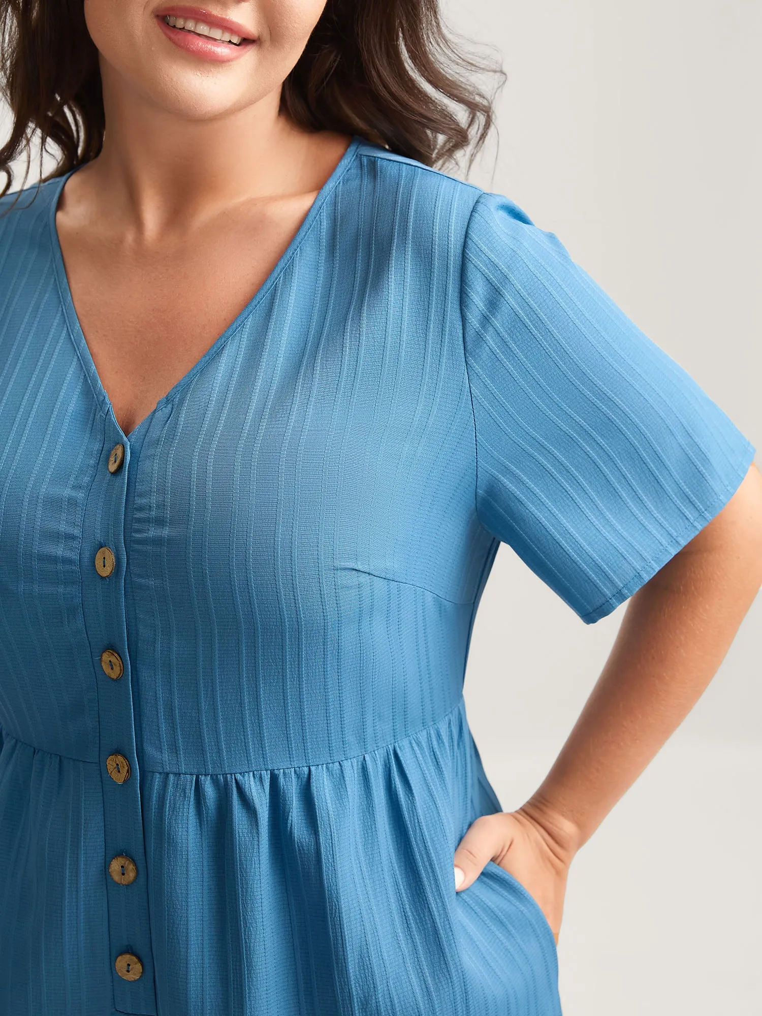 Button Detail High Waisted Solid Jumpsuit sold by Bloomchic product image thumbnail 2