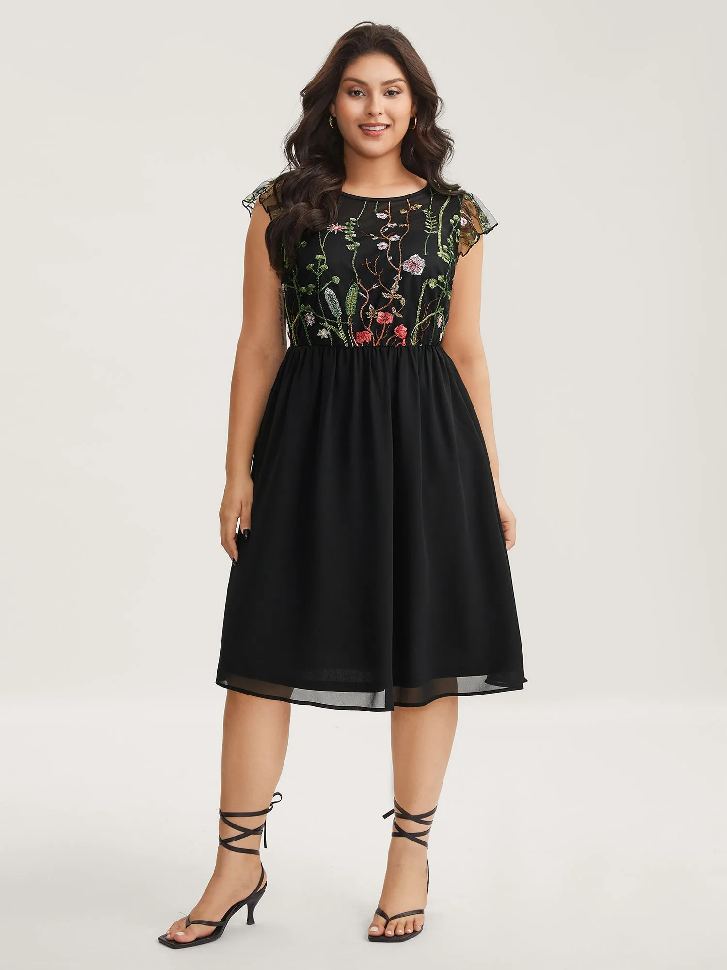 Mesh Floral Embroidery Midi Dress sold by Bloomchic product image thumbnail 3