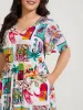 Tropical Collage Print Pockets Midi Dress sold by Bloomchic