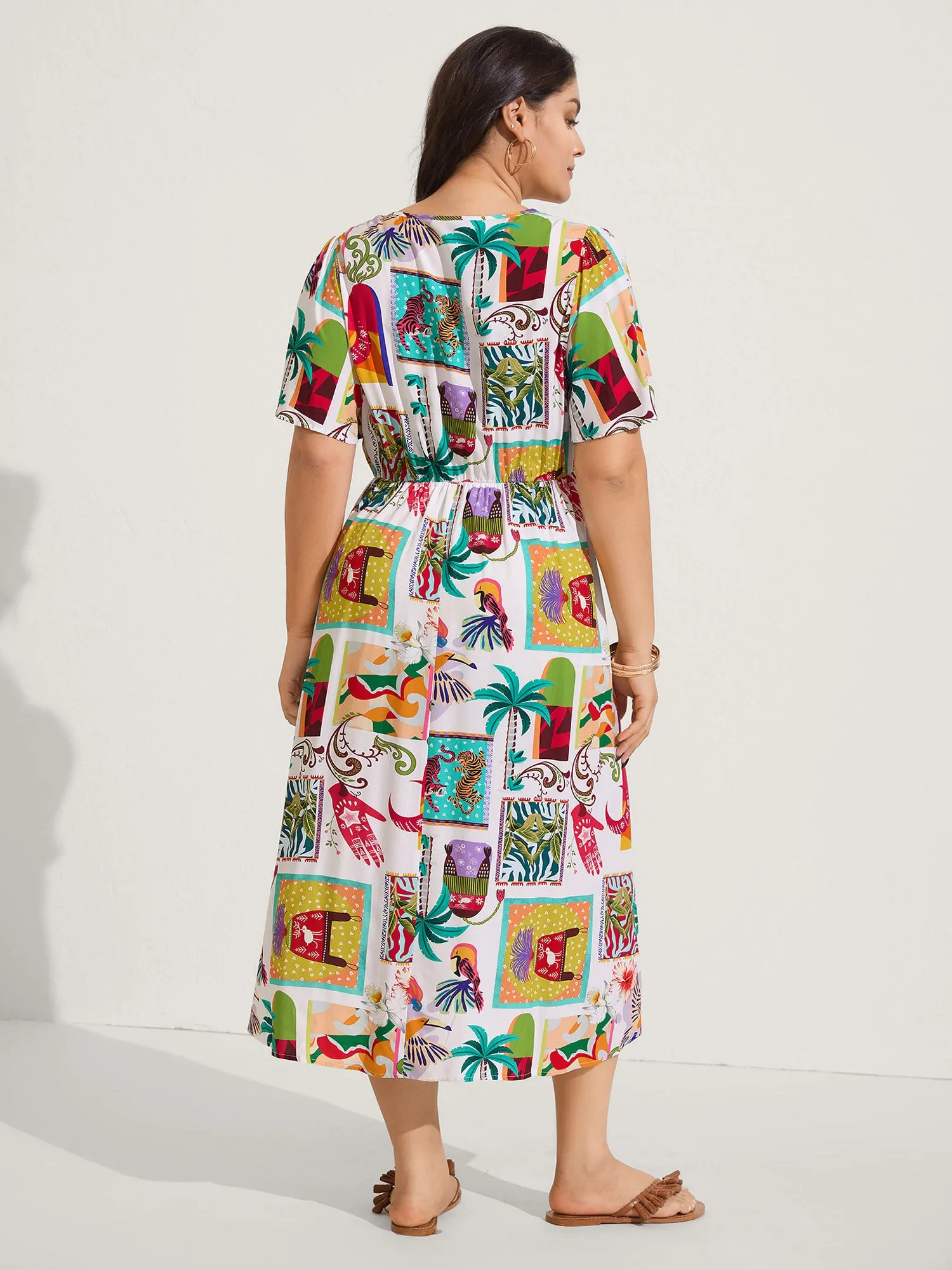 Tropical Collage Print Pockets Midi Dress sold by Bloomchic product image thumbnail 4