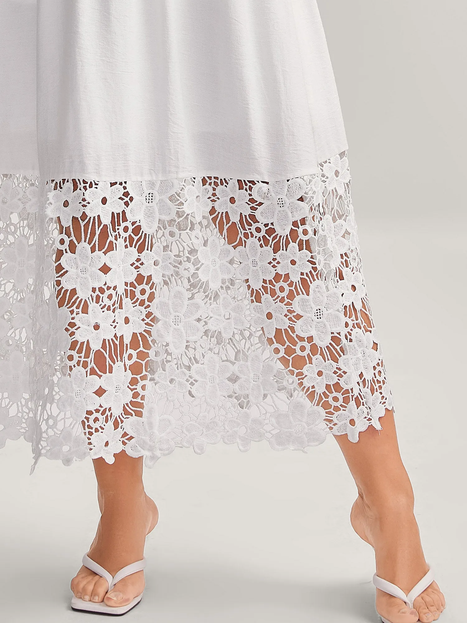 Scalloped Lace Hem Halter Neck Midi Dress sold by Bloomchic product image thumbnail 2