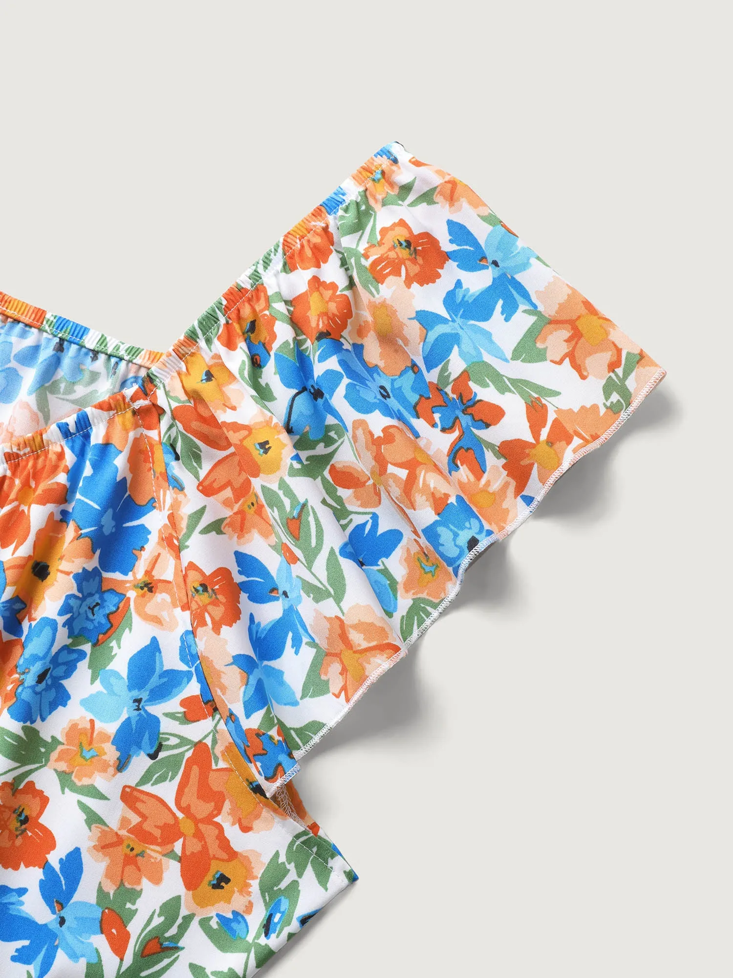 Floral Print Stretchy Waist Flutter Midi Dress sold by Bloomchic product image thumbnail 5