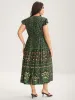Rayon Garden Fresh Ruffled Sleeve Midi Dress sold by Bloomchic