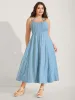 Lace Spliced Pleated Solid Midi Dress sold by Bloomchic