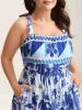 Garden Print Stretchy Waist Pockets Midi Dress sold by Bloomchic