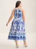 Garden Print Stretchy Waist Pockets Midi Dress sold by Bloomchic