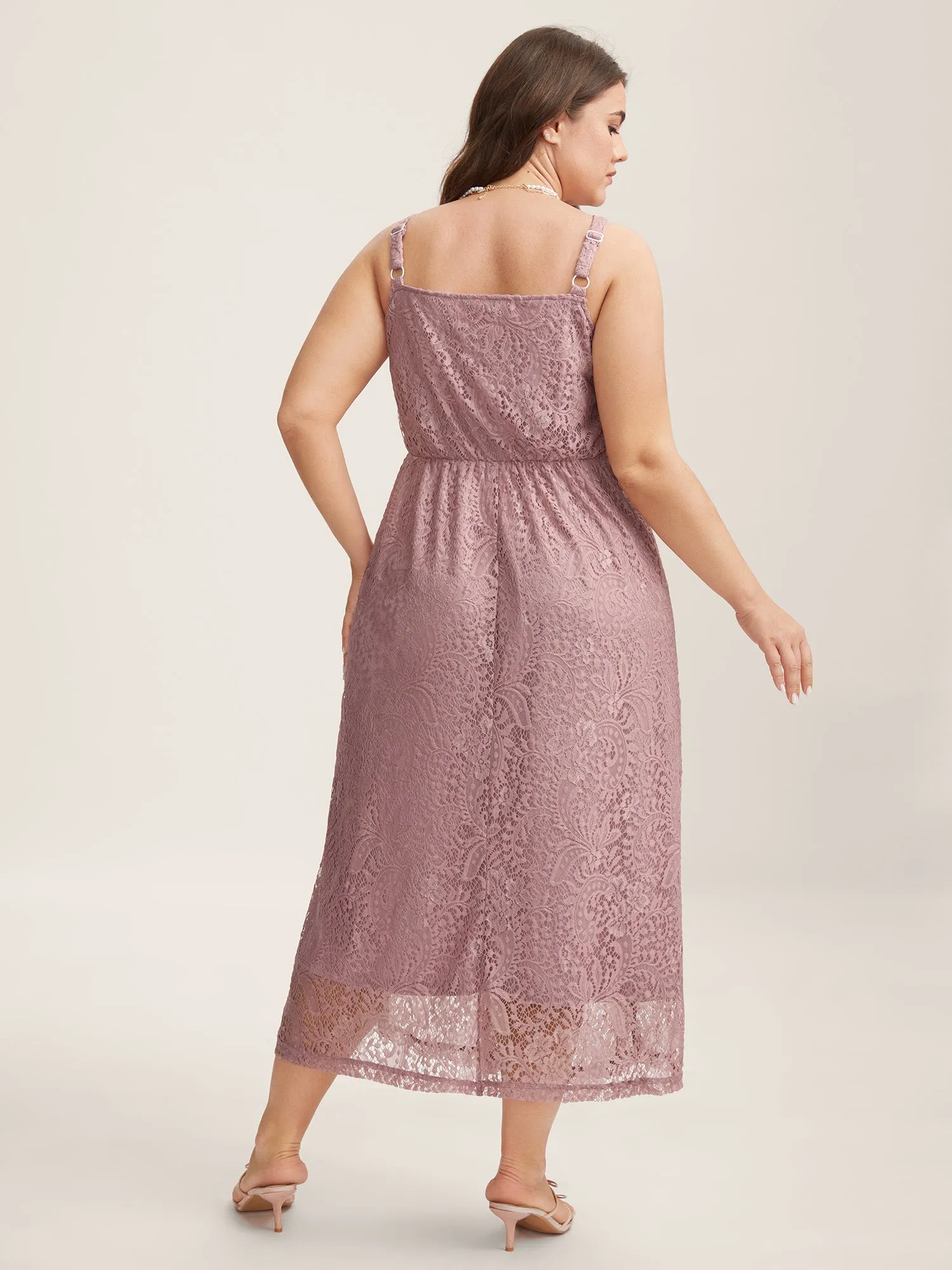 Lace Side Slit Cami Midi Dress sold by Bloomchic product image thumbnail 4