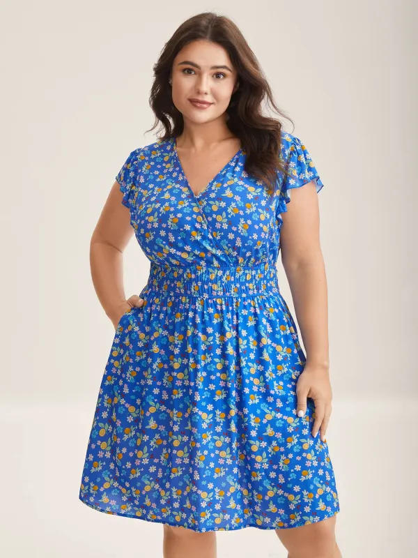 Fruity Floral Stretchy Waist Midi Dress sold by Bloomchic
