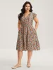 Rayon Colorful Floral Print Tiered Pockets Midi Dress sold by Bloomchic