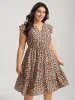 Rayon Colorful Floral Print Tiered Pockets Midi Dress sold by Bloomchic