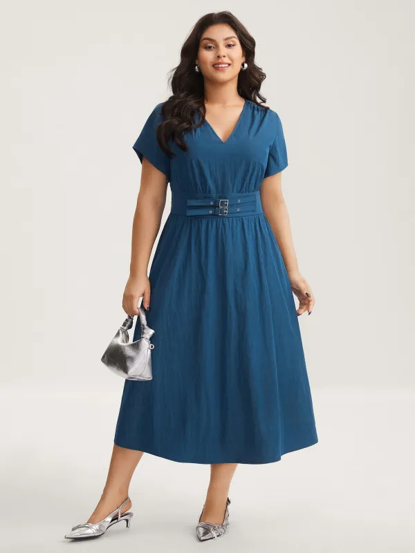 Belted Cinched-Waist Solid Maxi Dress sold by Bloomchic