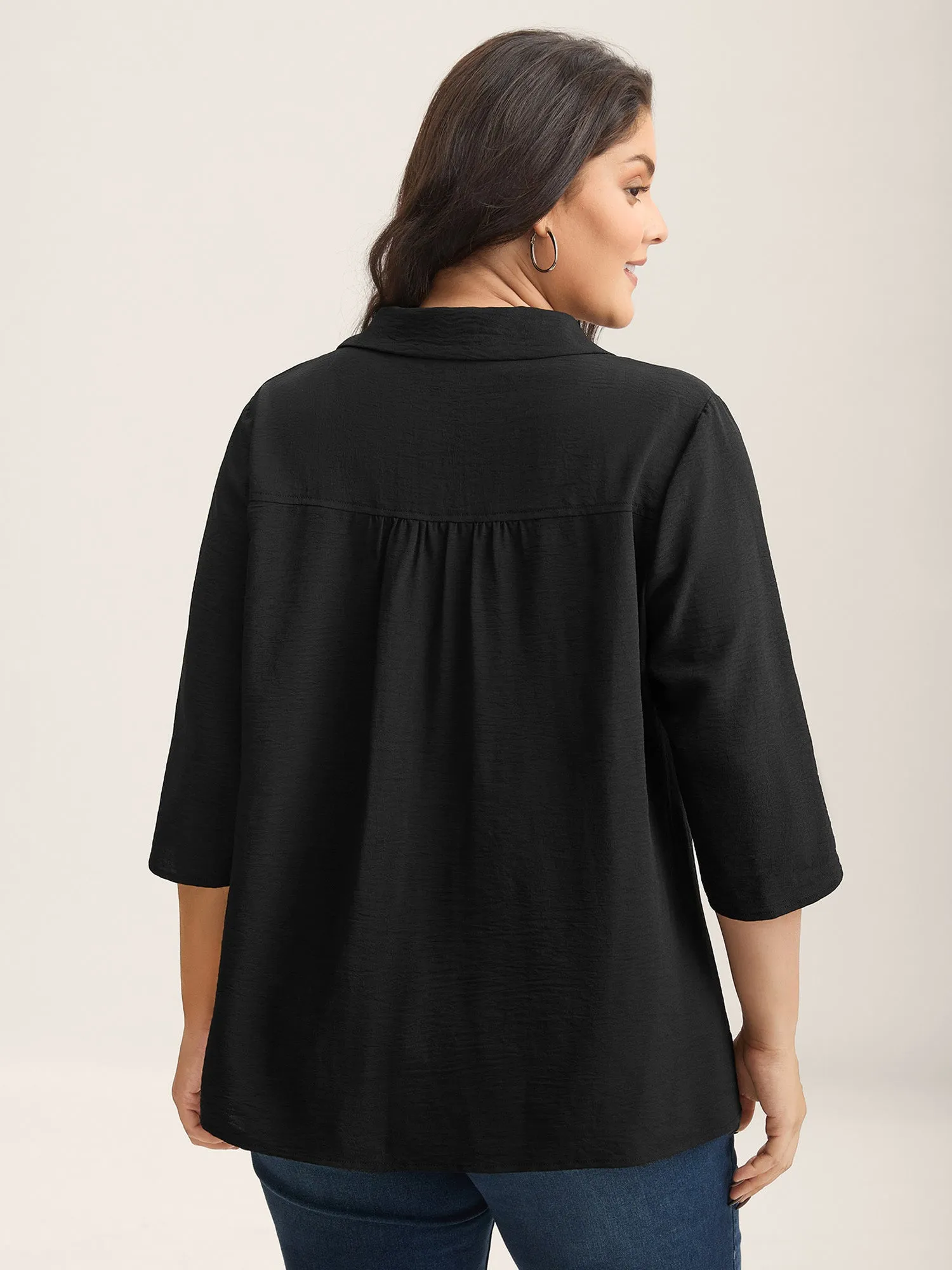 Tab Sleeve Blazer Collar Blouse sold by Bloomchic product image thumbnail 4