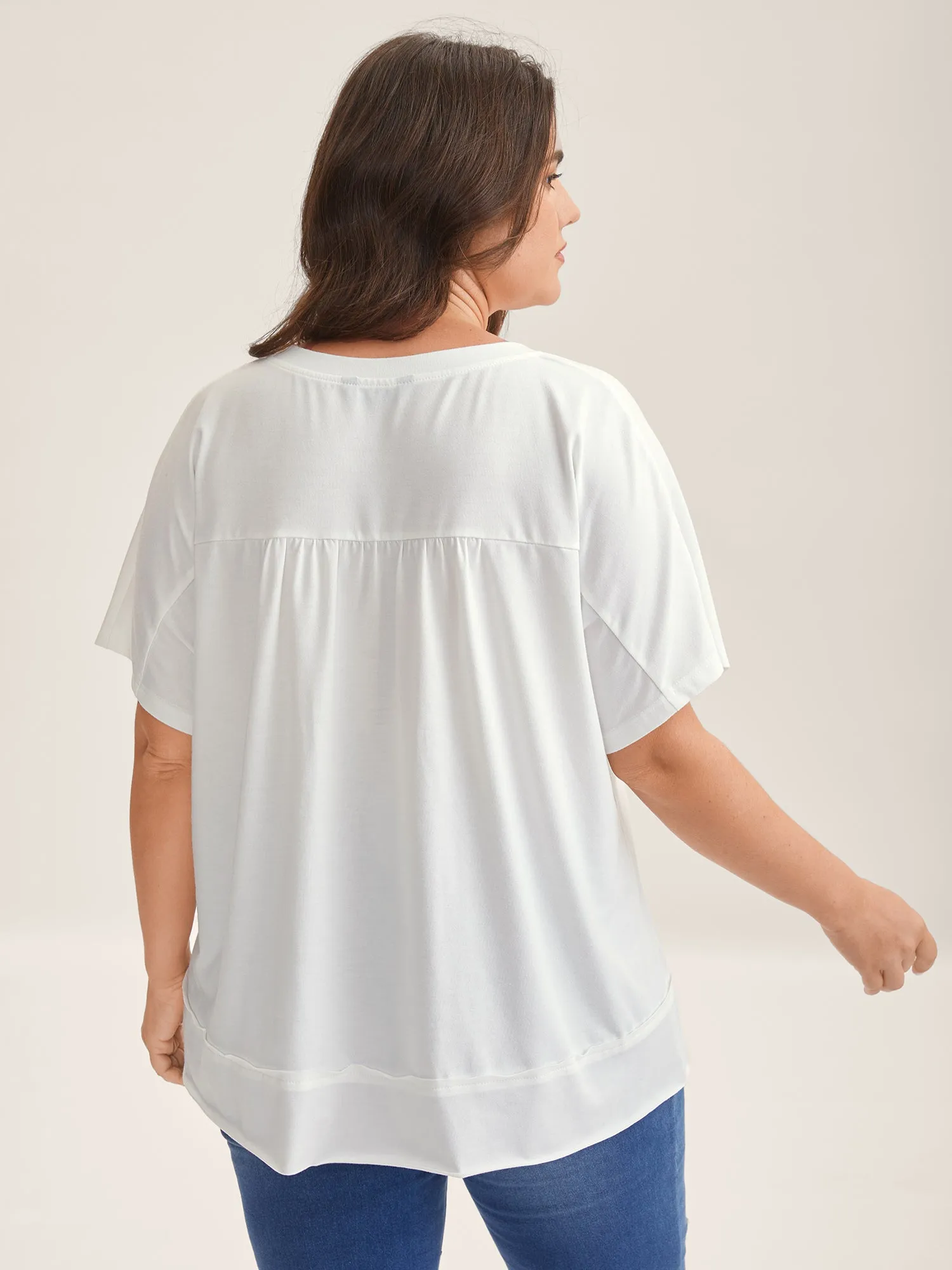 Stretchy Handmade Shirred Relaxed-Fit T-Shirt sold by Bloomchic product image thumbnail 3