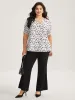Leopard Print Split Neck Blouse sold by Bloomchic
