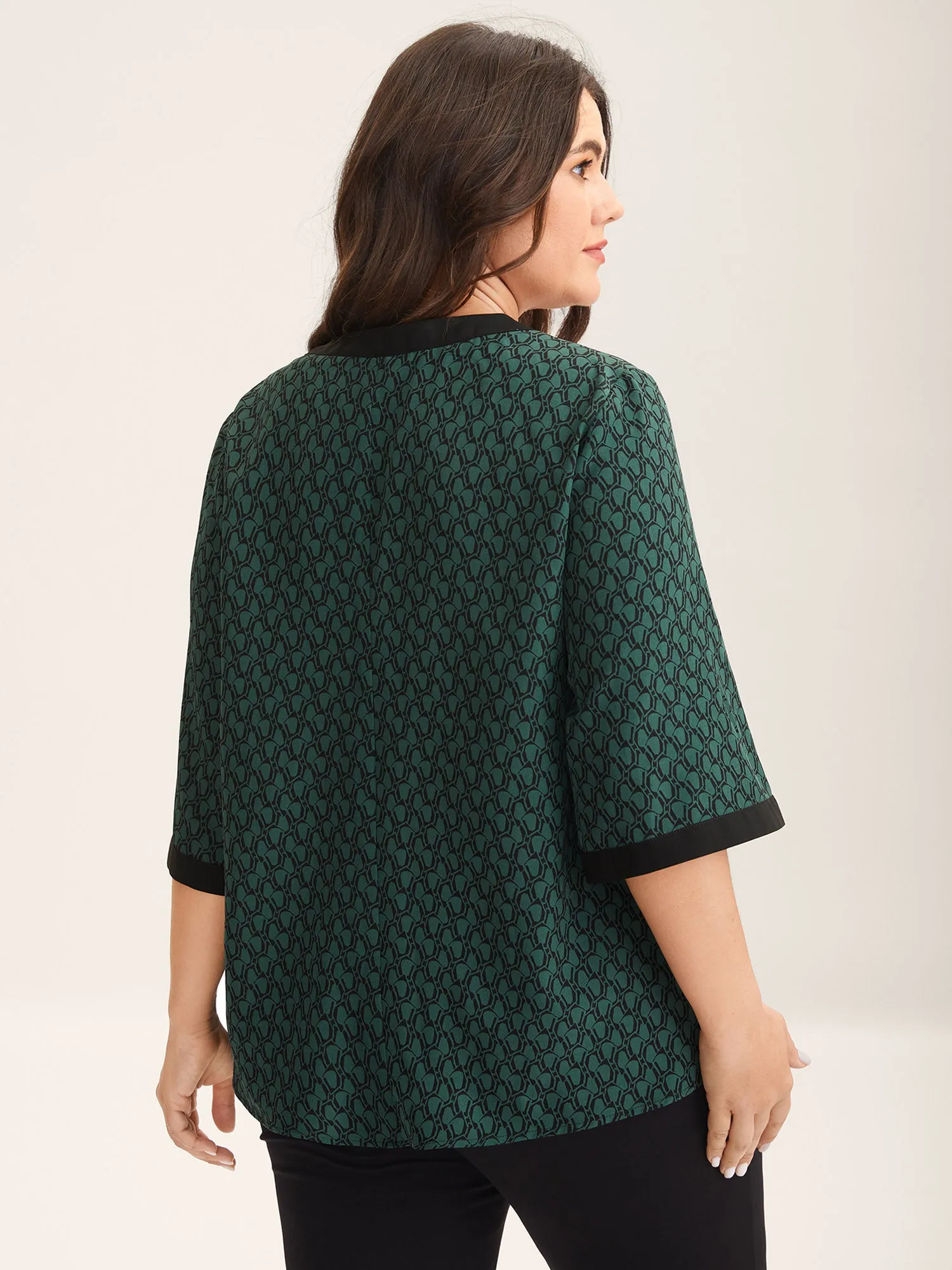 Geometric Print Color Contrast Blouse sold by Bloomchic product image thumbnail 4