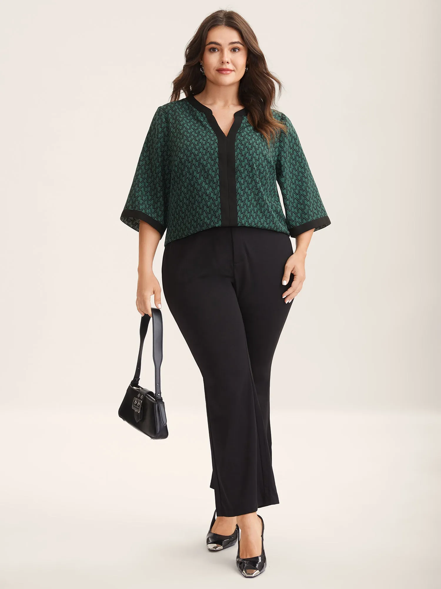 Geometric Print Color Contrast Blouse sold by Bloomchic product image thumbnail 3